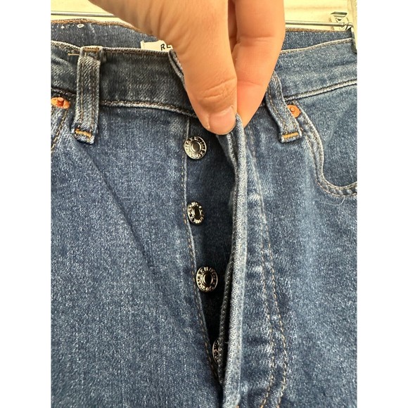 Re/Done Women's 90s High Rise Ankle Crop Button Fly Western Rinse Medium Wash 27 - Picture 5 of 10